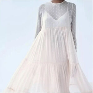 Zara Sheer Cream Maxi Dress